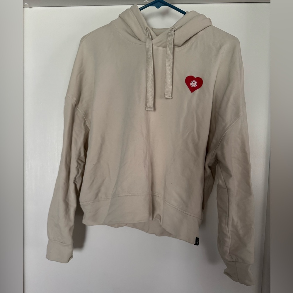 Pure Barre Beige Hoodie with Red Heart